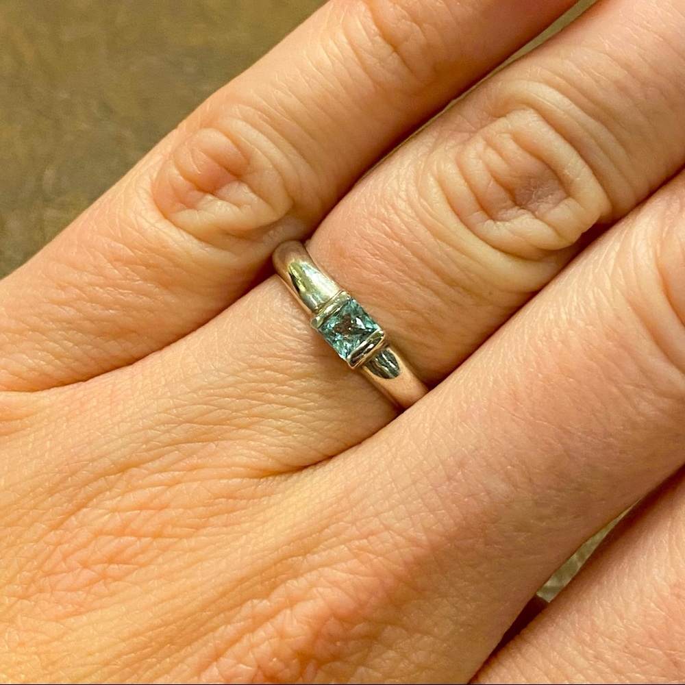 Tiffany &. Co Elsa Peretti Aquamarine Sterling Silver Ring, Size 7